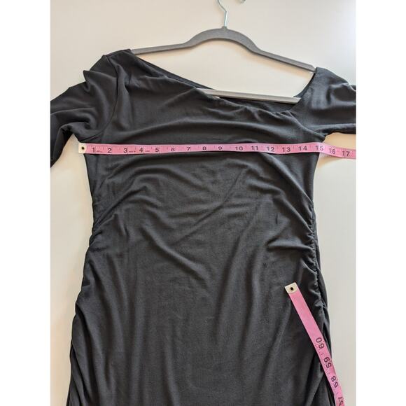 Oh Polly Fia Dress Ruched Off Shoulder Modal Mini LBD Sexy Glam Black Size M - Picture 12 of 13